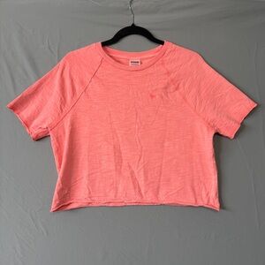 Pink Victoria Secret Womens Oversized Cotton Short Sleeve Cropped Tee XS Coral